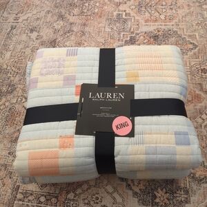 Ralph Lauren Brookview Cotton Patchwork Print  Reversible Cotton KING Quilt